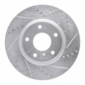 Infiniti G35 Brake Rotor (1) - Front Right - R1 Concepts - Drilled & Slotted - Silver - `03-`05
